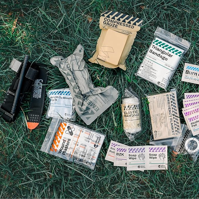 RHINO RESCUE IFAK Trauma Kit with C-A-T Tourniquet for Wound Care, Tactical First Aid Kit Molle Pouch for Military, Combat, Car, Camping, Hiking, Travel(Camouflage)
