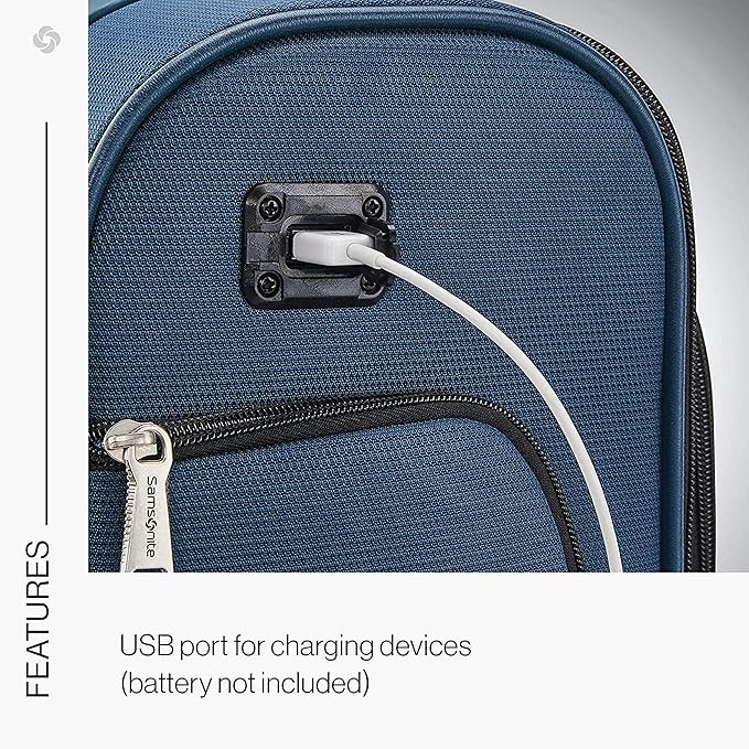 Samsonite Solyte DLX Softside Expandable Luggage with Spinner Wheels, Mediterranean Blue, Carry-On 20-Inch