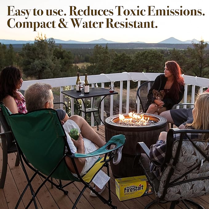 Fire Starter for Indoor and Outdoor Use - Quick Ignition Logs for BBQ, Fireplace, Fire Pit and Campfires (24 Pack) -Starters for Campfires