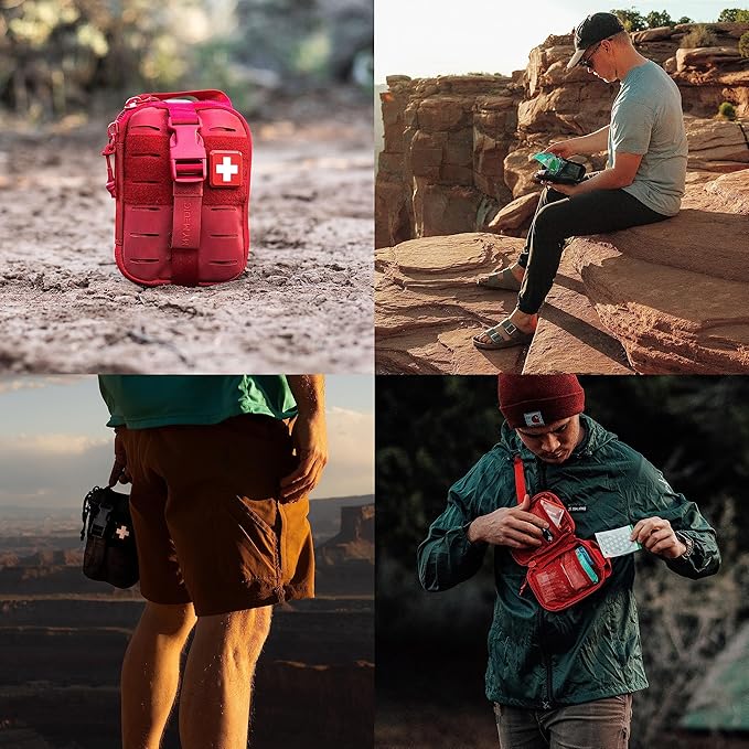 My Medic Sidekick - Camping Hiking and Backpacking First Aid Kit - 70 Items - HSA and FSA Eligible - Small Ifak Great For Travel or Motorcycle - Portable Emergency Kit – Black