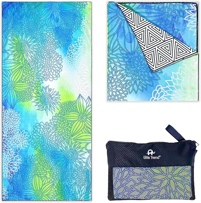 Quick Dry Towel Extra Large 78x35 Inch - Microfiber Beach Towel - Perfect for Beach, Travel, Swimming, Pool, Yoga, Hiking, Camping - Lightweight, Fast Drying, Compact for Adults (Blue Green)