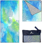 Quick Dry Towel Extra Large 78x35 Inch - Microfiber Beach Towel - Perfect for Beach, Travel, Swimming, Pool, Yoga, Hiking, Camping - Lightweight, Fast Drying, Compact for Adults (Blue Green)