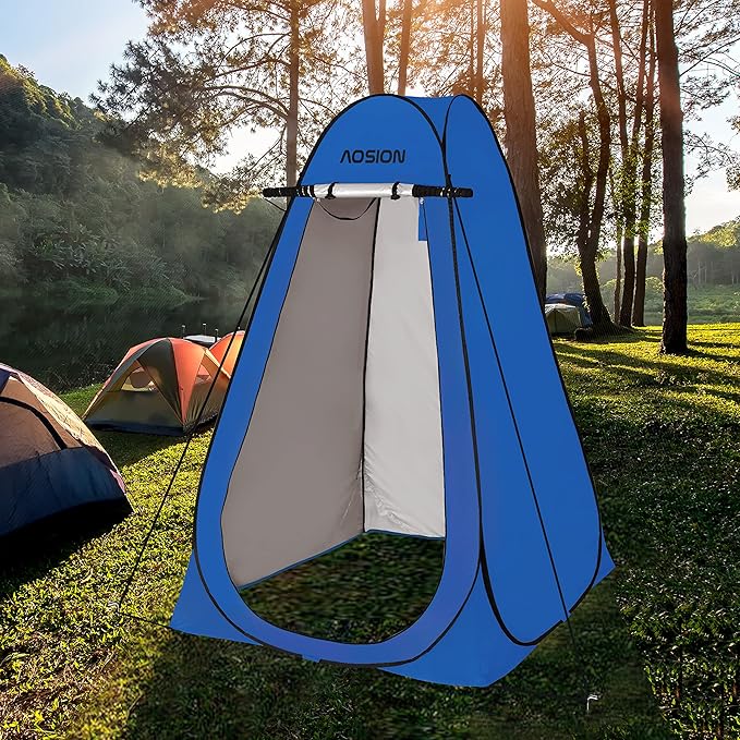 AOSION Privacy Shower Tent,Pop Up Changing Tent,Camp Bathroom Changing Dressing Room,Sun Sunshade Canopy Outdoor Rain Shelter for Camping Hiking Beach Picnic Fishing. (Blue)
