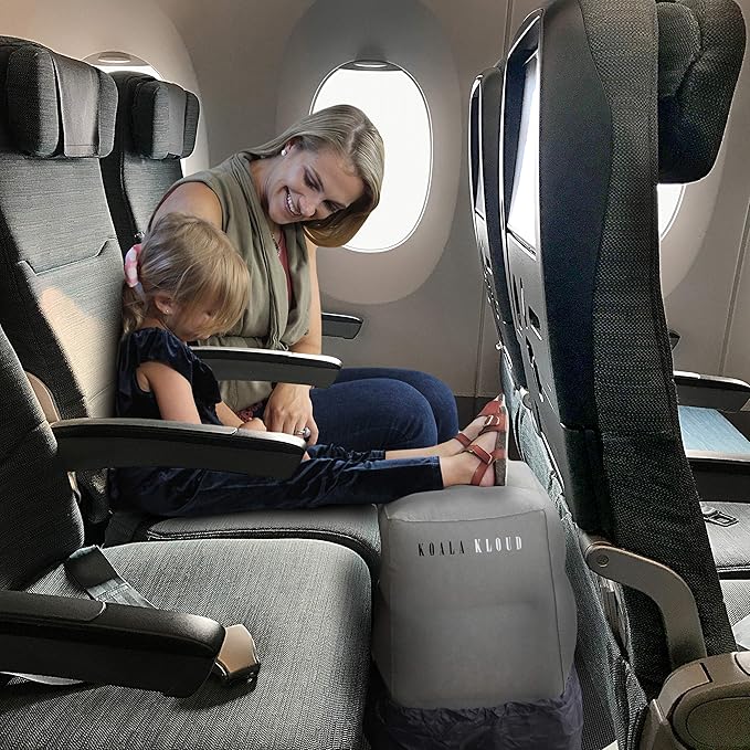 Travel Foot Rest - 2-Pack | Inflatable Foot Rest Pillow, Airplane Footrest for Flights, Car Seat Foot Rest, Airplane Bed for Toddler Airplane Travel Essentials Kids Travel Accessories