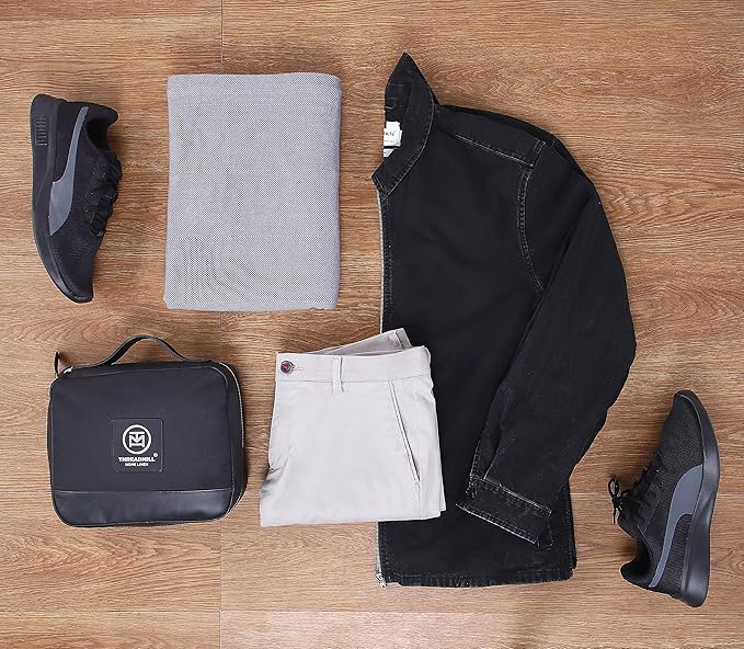 Threadmill Travel Blanket Cotton Viscose from Bamboo - Airplane Premium Soft Flight Grey Throw Blanket in Cloth Bag (Grey Color) Compact & Portable Blanket for Travel, Car, Picnic & Camping