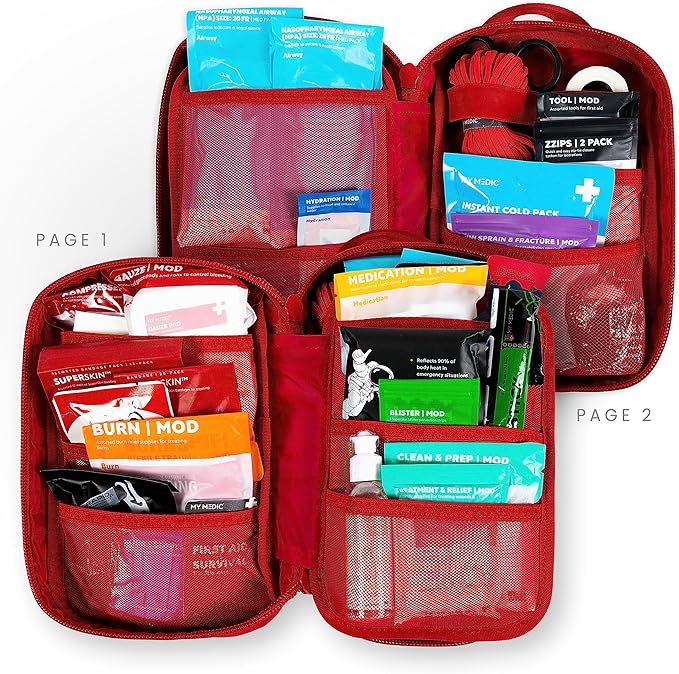 MY MEDIC MyFAK PRO Ifak First Aid Kit - 140 Life Saving Trauma and Medical Items - HSA FSA Home Medical Kit for Camping or Car - Red