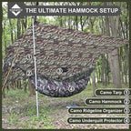 Onewind 12×10 ft Camo Camping Tarp, Billow Tarp Shelter Lightweight Waterproof Hammock Rainfly for Stealth Camping Army Military Bushcraft, Easy to Setup with Tent Pegs and Guyline, Camouflage