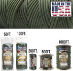 TOUGH-GRID 550 Paracord Rope Nylon Parachute Cord, Made in USA Survival Kit, Outdoor Adventures, Camping, Tactical Gear & Emergency Supplies, Military Type III Mil-Spec