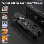 Rush Deer Pocket Knife - Folding EDC Multitool for Men, Small and Versatile Camping, Fishing, and Hiking Accessories Set (Black)